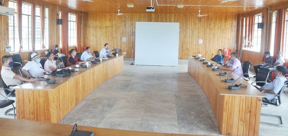 Joint meeting of the Peren District Task Force & JAC on COVID-19 held in the district at Conference Hall, District Headquarter Peren on July 27. (DIPR Photo)
